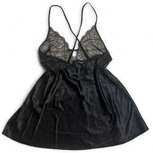 Victorias Secret Liquid Satin Lace Mini Slip Cami Dress V Neck Fairy Y2K size XL
